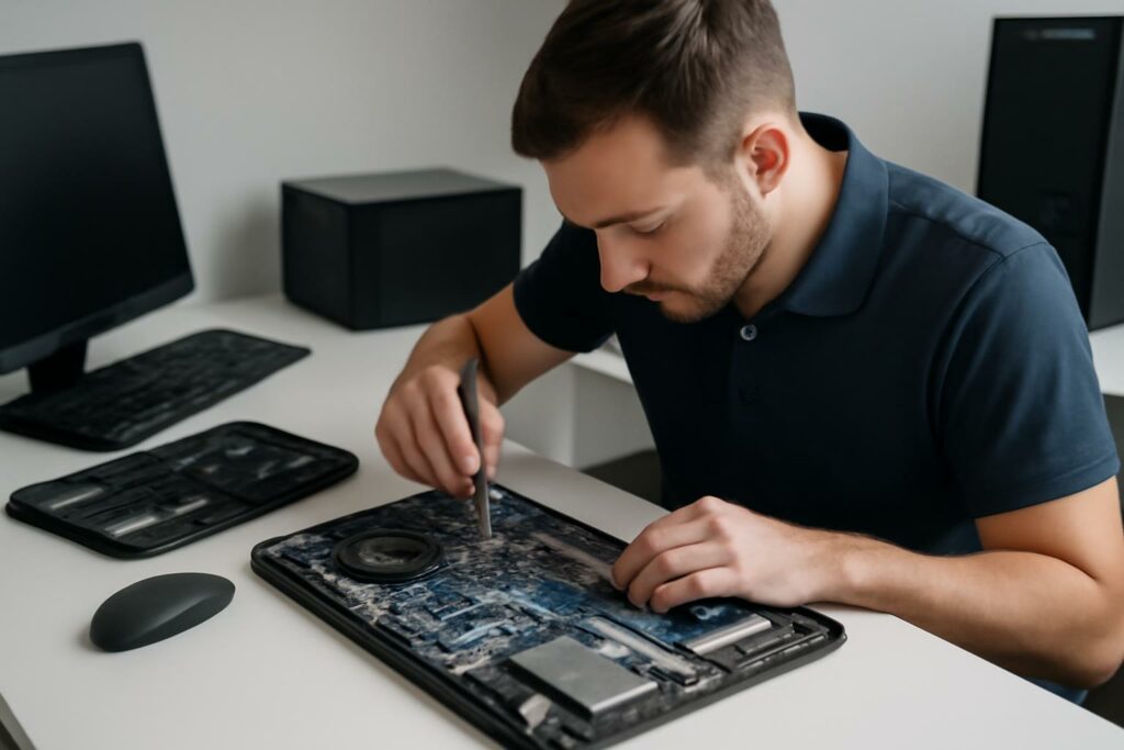 Ilustração sobre notebook travando ao abrir programas
